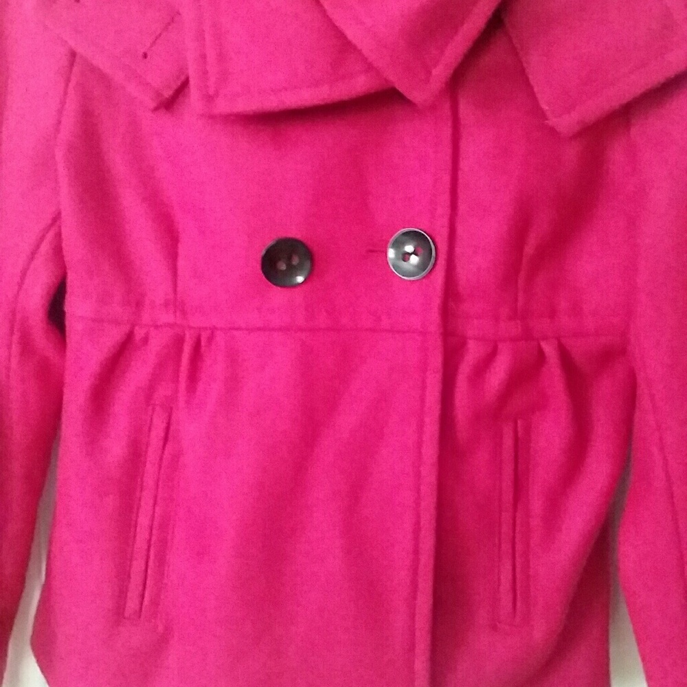 Black Rivet Girls Raspberry Color Coat - Picture 4 of 7